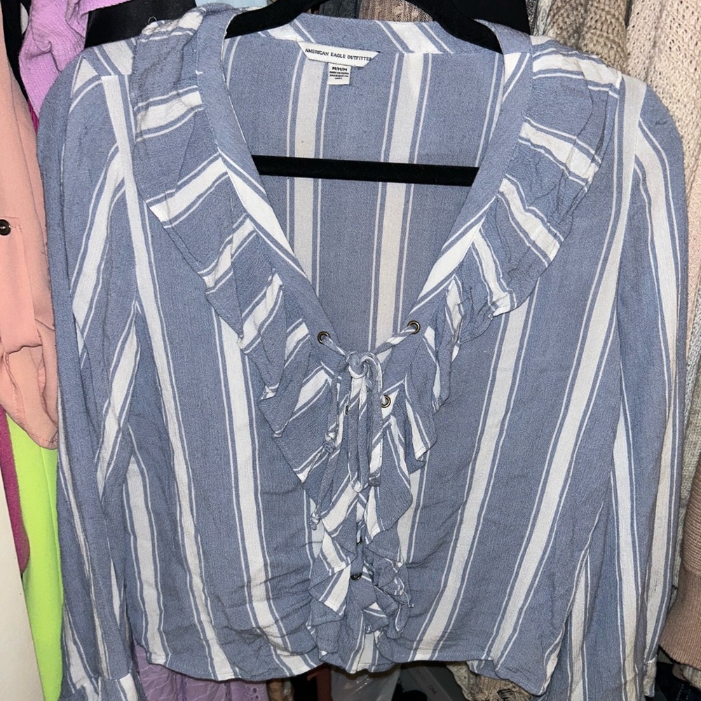 American eagle lace up blouse